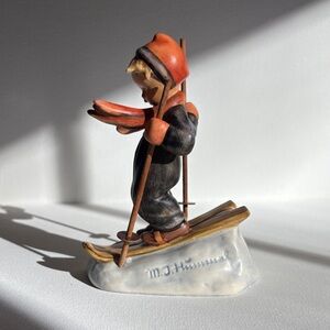 Hummel Skier Sculpture - Red and Black